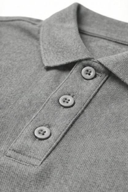 Men's Grey Melange 100% Cotton Polo T-shirt