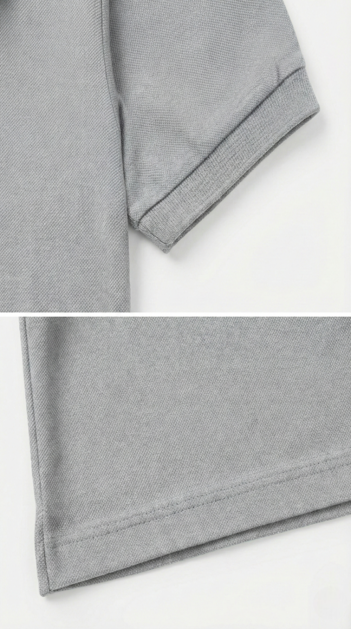 Men's Grey Melange 100% Cotton Polo T-shirt