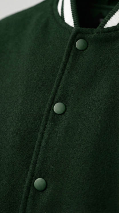 Kleeves Classic 100% Cotton Green Varsity Jacket