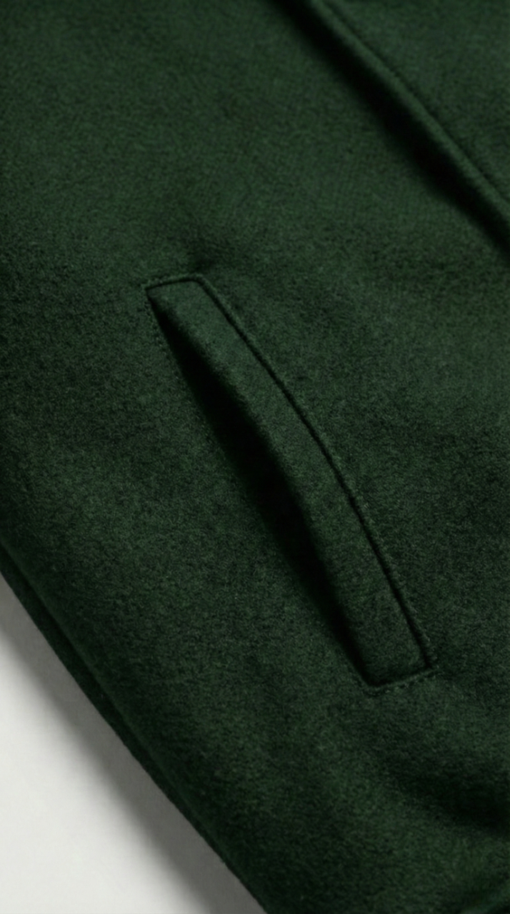 Kleeves Classic 100% Cotton Green Varsity Jacket