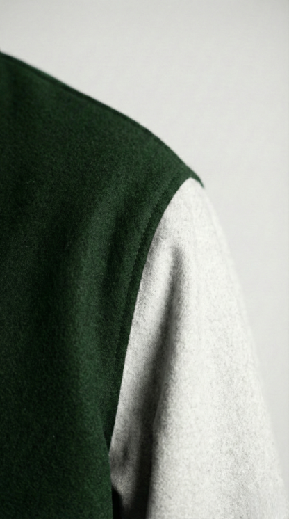 Kleeves Classic 100% Cotton Green Varsity Jacket