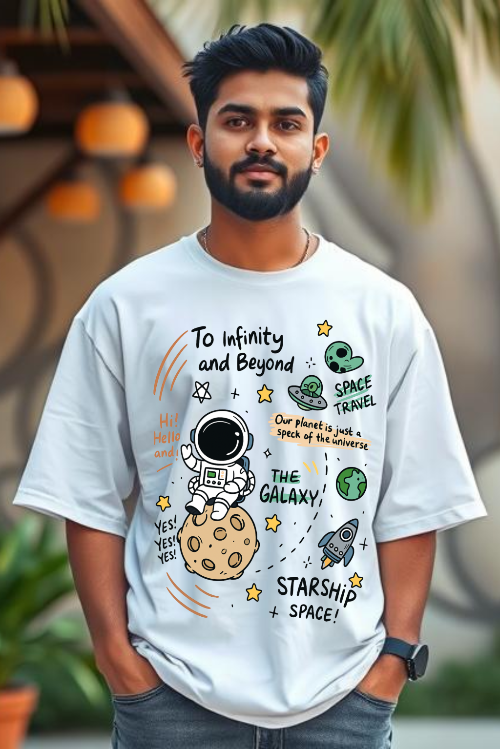 Oversized unisex white streetwear tshirt India