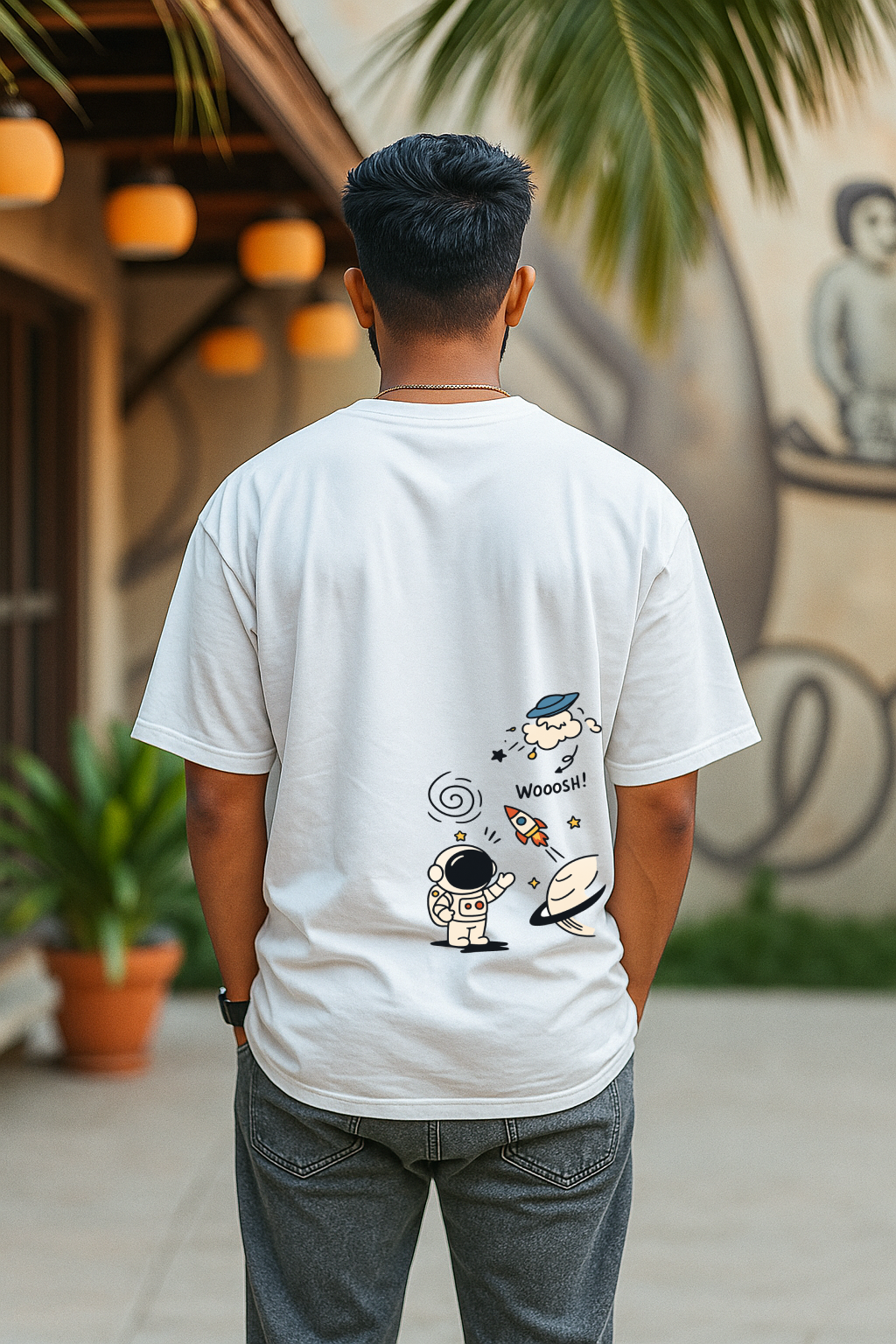 Oversized unisex white streetwear tshirt India