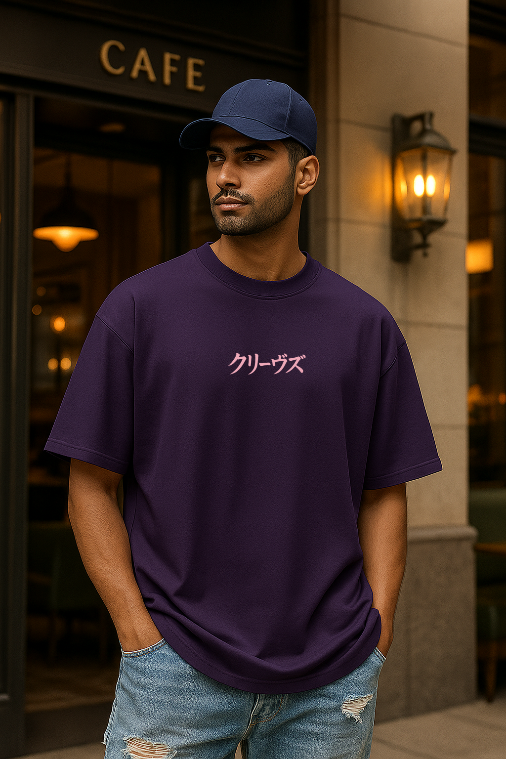 Oversized unisex purple streetwear tshirt India