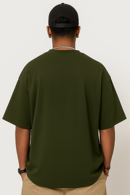 Oversized unisex olive green streetwear tshirt India