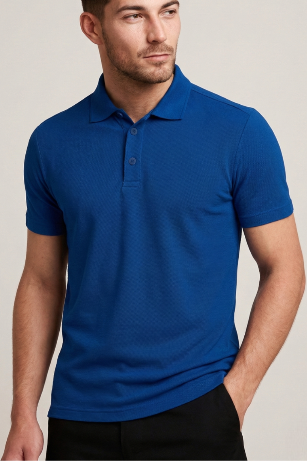 Men's Royal Blue 100% Cotton Polo T-shirt