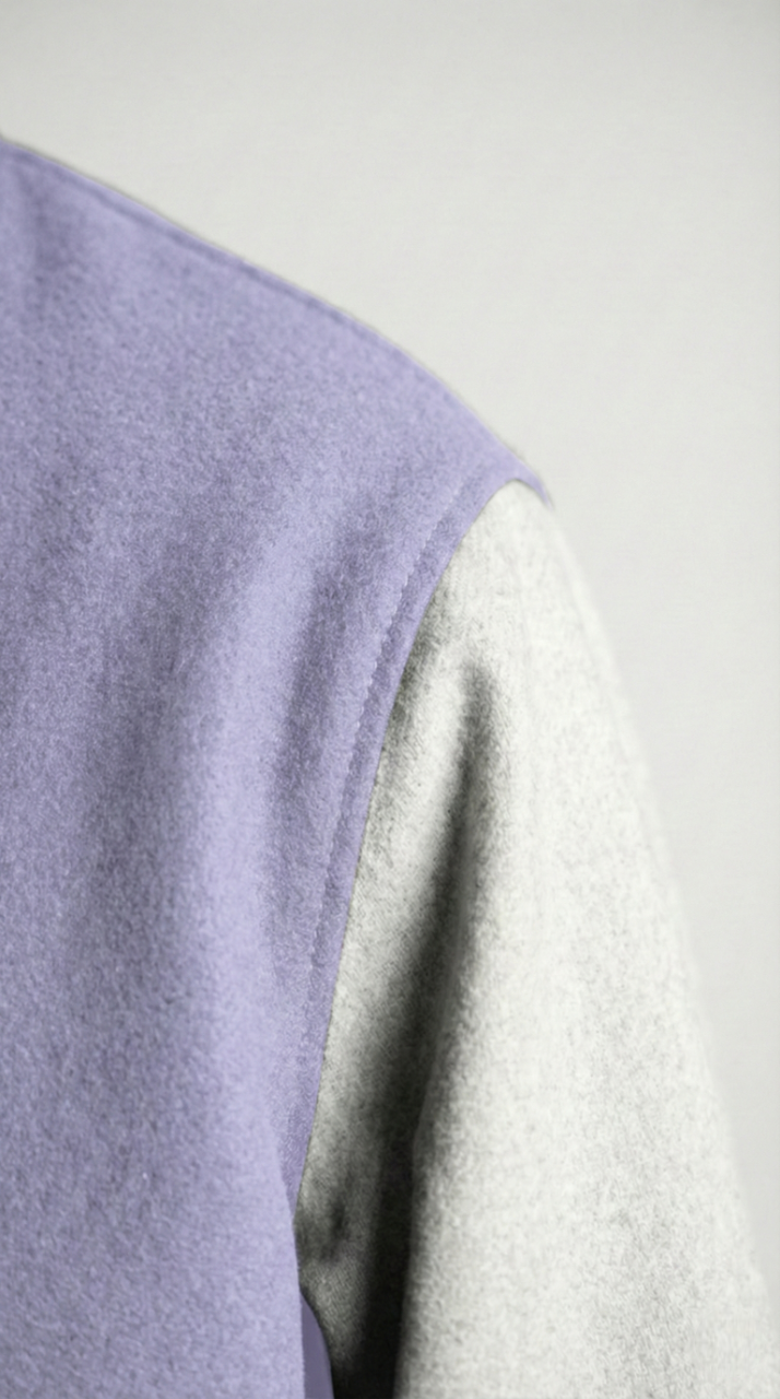 Kleeves Classic 100% Cotton Lavender Varsity Jacket