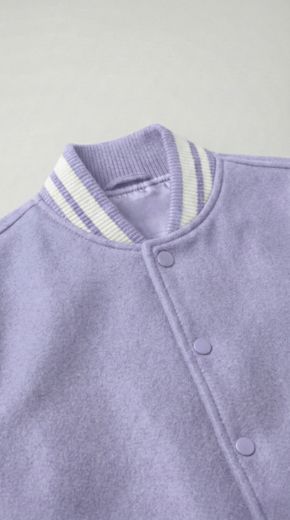 Kleeves Classic 100% Cotton Lavender Varsity Jacket