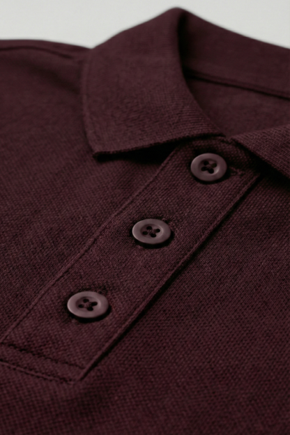 Men's Maroon 100% Cotton Polo T-shirt