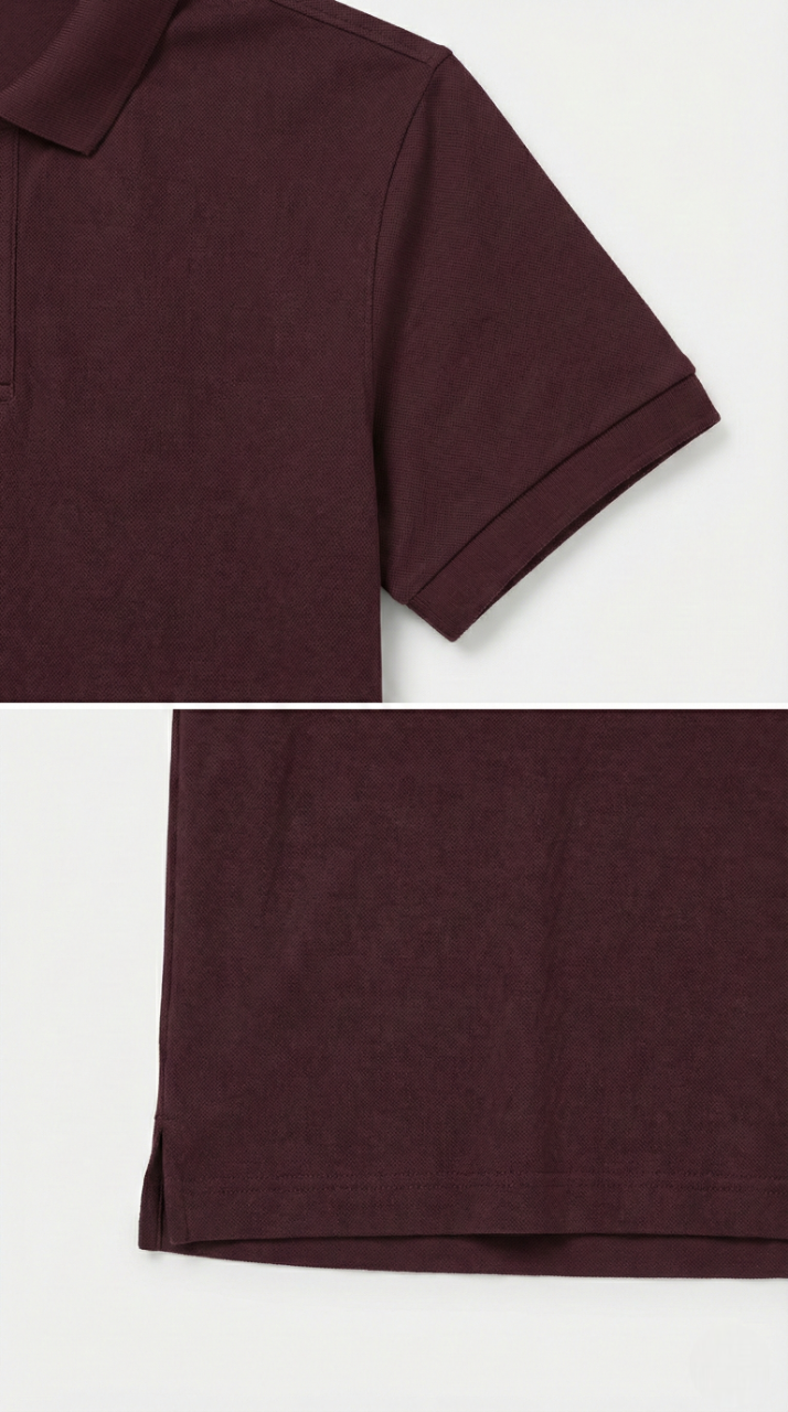 Men's Maroon 100% Cotton Polo T-shirt