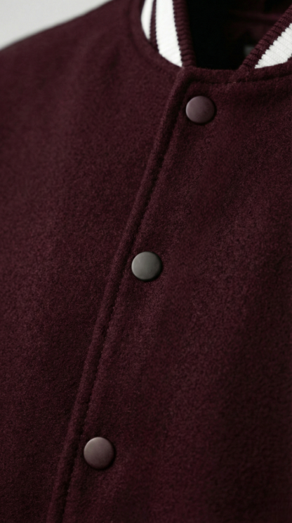 Kleeves Classic 100% Cotton Maroon Varsity Jacket