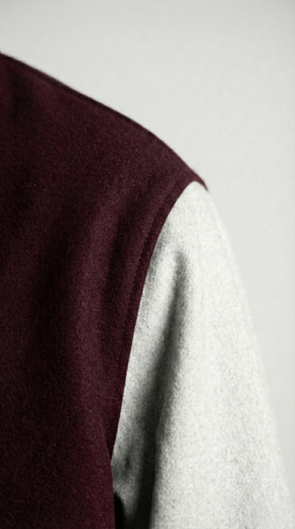 Kleeves Classic 100% Cotton Maroon Varsity Jacket
