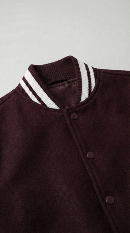 Kleeves Classic 100% Cotton Maroon Varsity Jacket