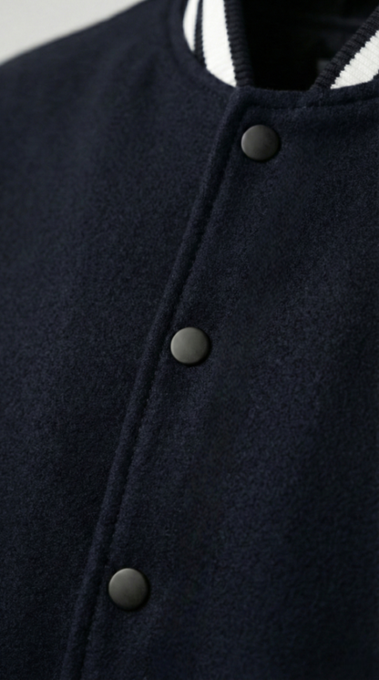 Kleeves Classic 100% Cotton Navy Blue Varsity Jacket