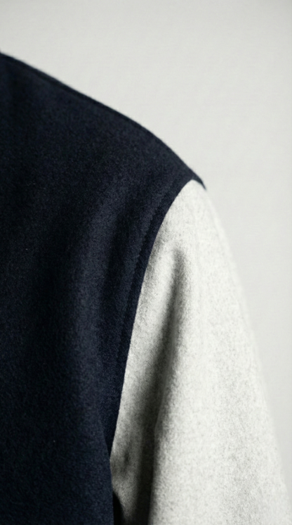 Kleeves Classic 100% Cotton Navy Blue Varsity Jacket