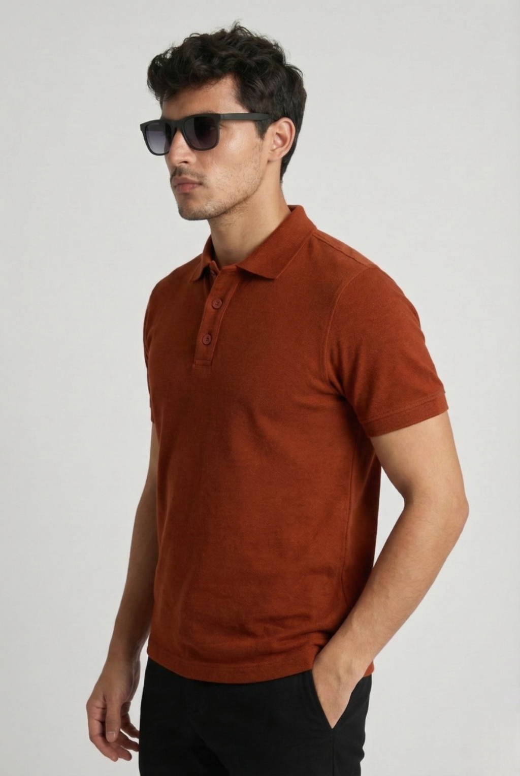 Men's Brick Red 100% Cotton Polo T-shirt