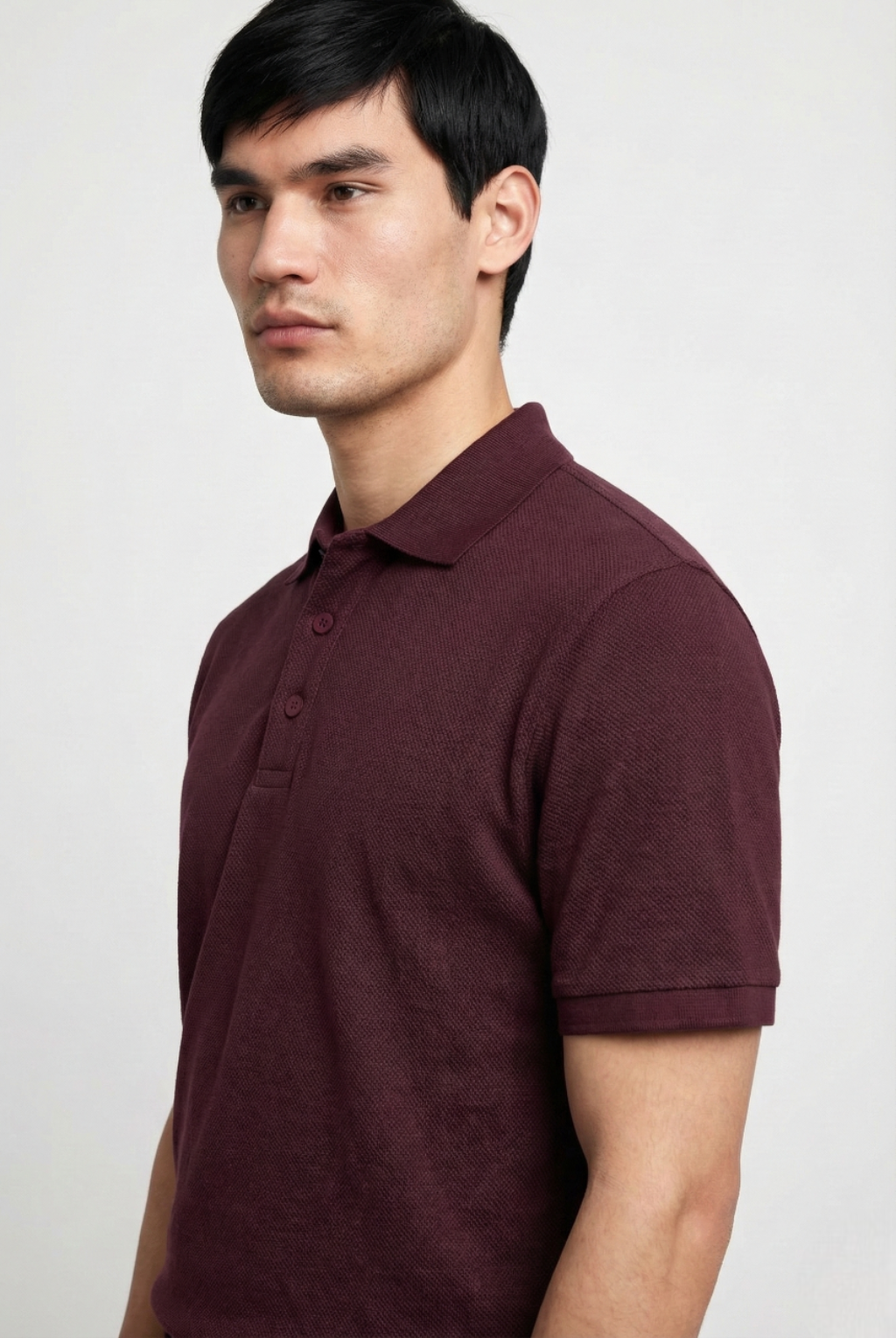Men's Maroon 100% Cotton Polo T-shirt
