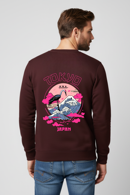The Tokyo Wave 100% Cotton 300 GSM Maroon Sweatshirt