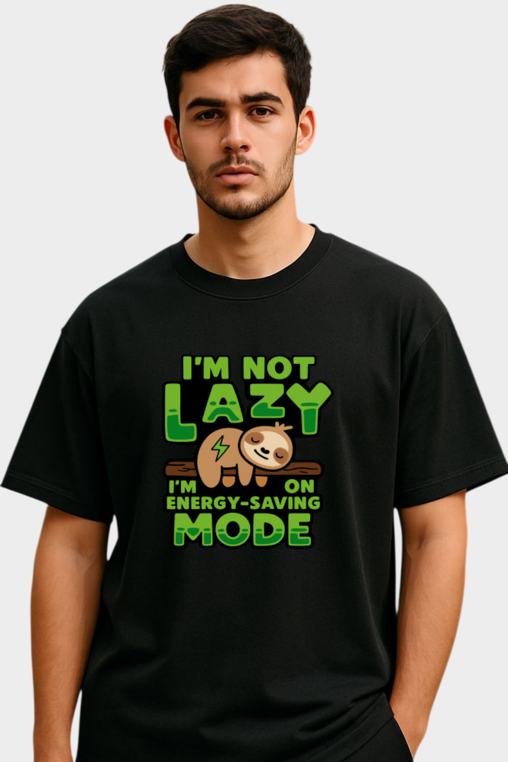 Lazy Sloth Oversized 100% Cotton 240 GSM T-Shirt