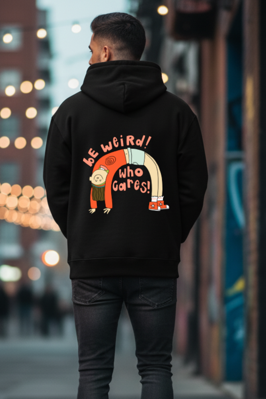 Be Weird! Who Cares! 100% cotton 300 GSM Black Hoodie
