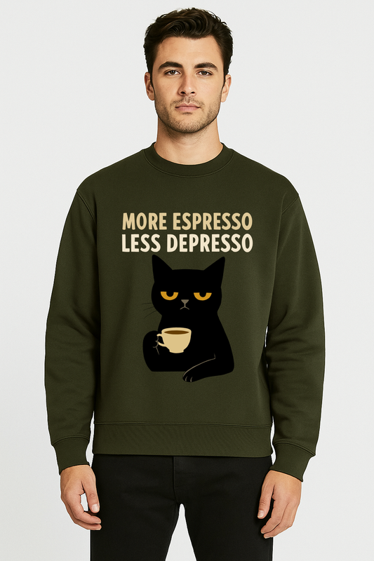 More Espresso 100% Cotton 300 GSM Olive Green Sweatshirt