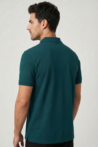 Men's Petrol Blue 100% Cotton Polo T-shirt