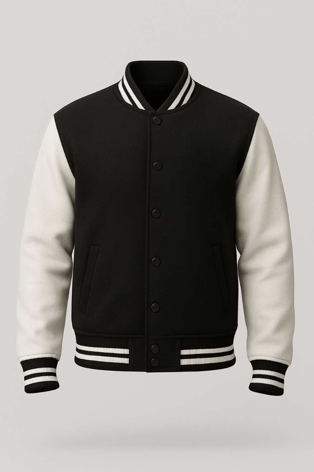 Kleeves Classic 100% Cotton 300 GSM Black Varsity Jacket