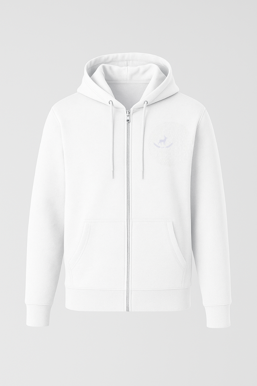 Kleeves Classic 400 GSM White Zip Hoodie