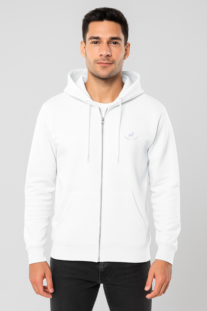 Kleeves Classic 400 GSM White Zip Hoodie
