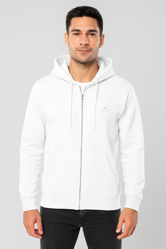 Kleeves Classic 400 GSM White Zip Hoodie