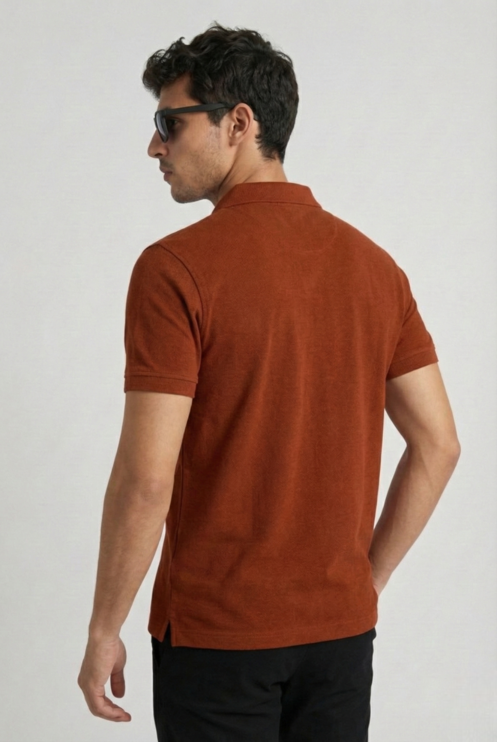 Men's Brick Red 100% Cotton Polo T-shirt